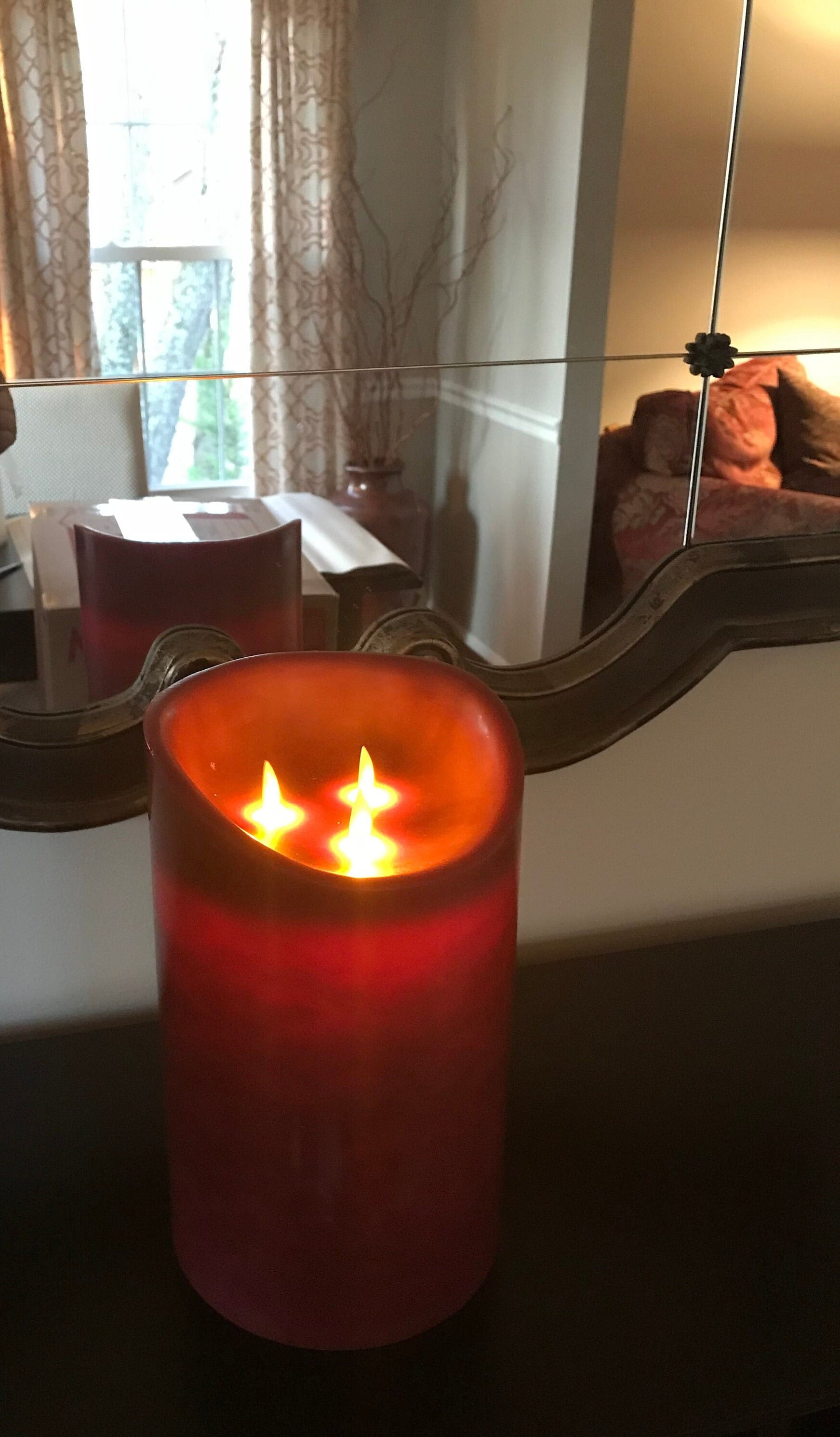 LED Candles with 3 Flickering Wicks (Cream and Mahogany)