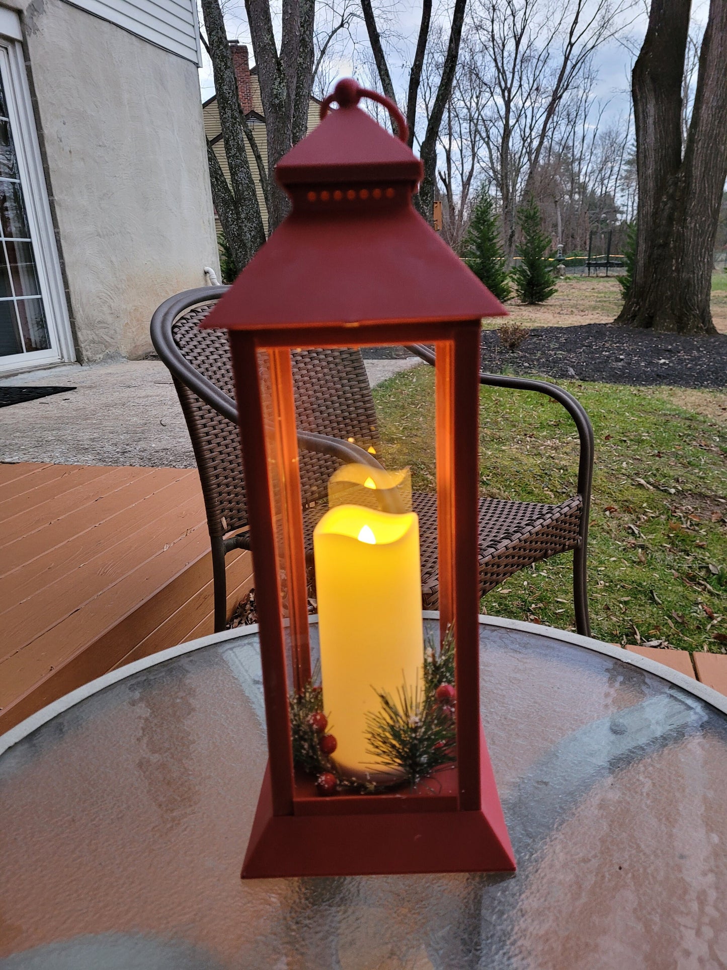 Red Lantern with One or three -Pillars Flickering LED Candle