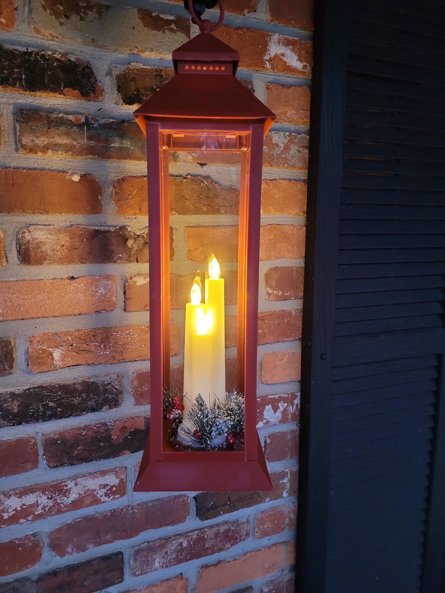 Red Lantern with One or three -Pillars Flickering LED Candle