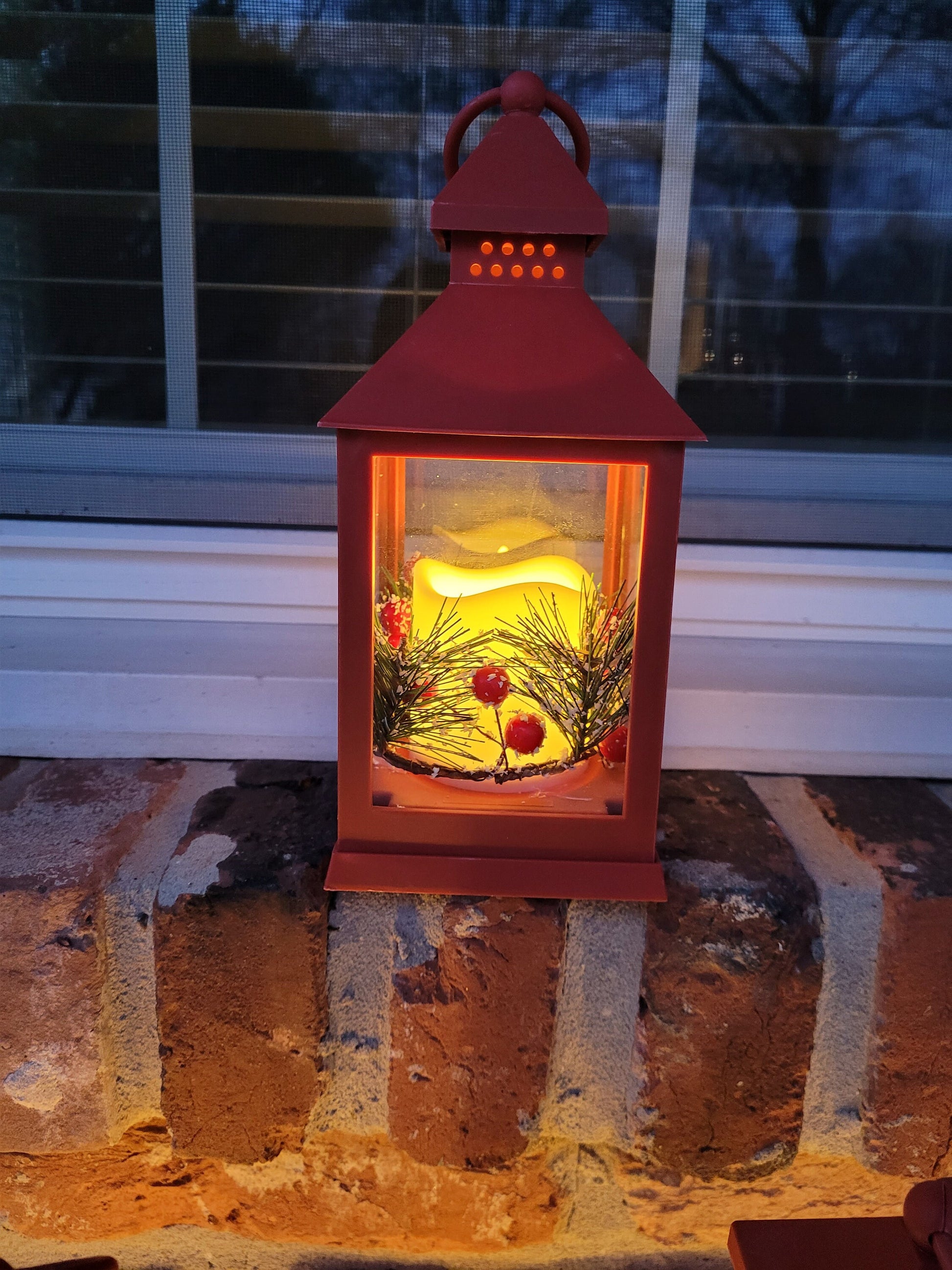 Red Lantern with One or three -Pillars Flickering LED Candle