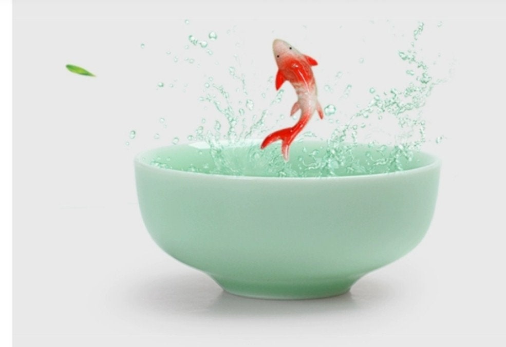Oriental Koi Fish Design Green Ceramic Tea Set/Kungfu Tea/Tea Art