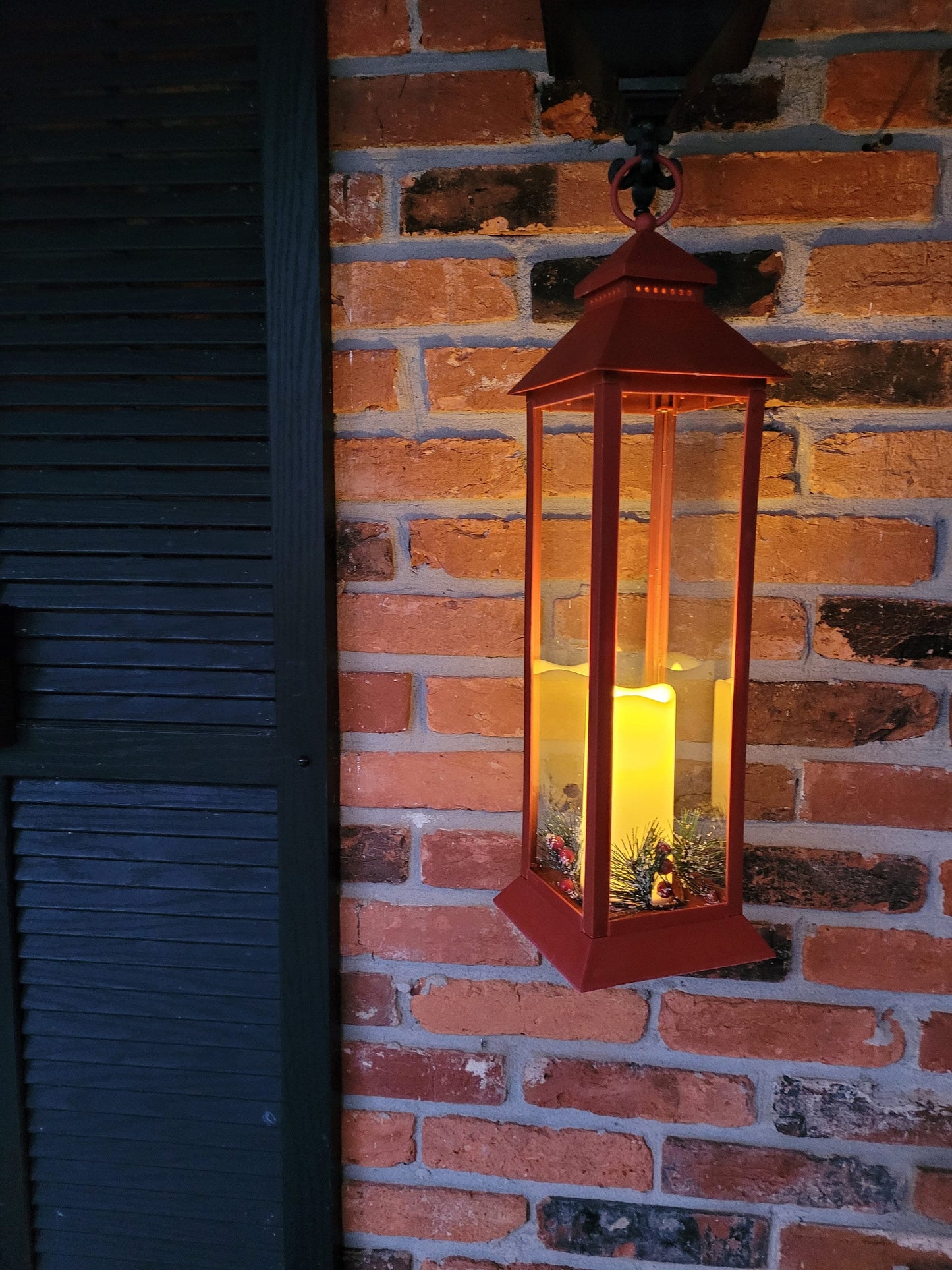 Red Lantern with One or three -Pillars Flickering LED Candle