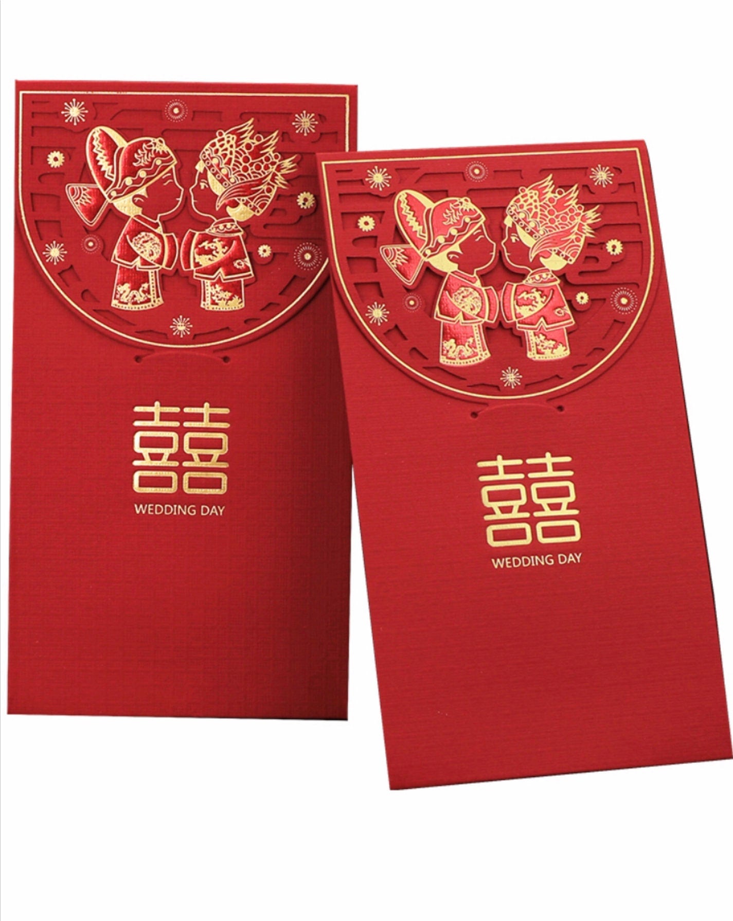 Traditional Wedding Bride and Groom Money Red Pockets/A Set of 6