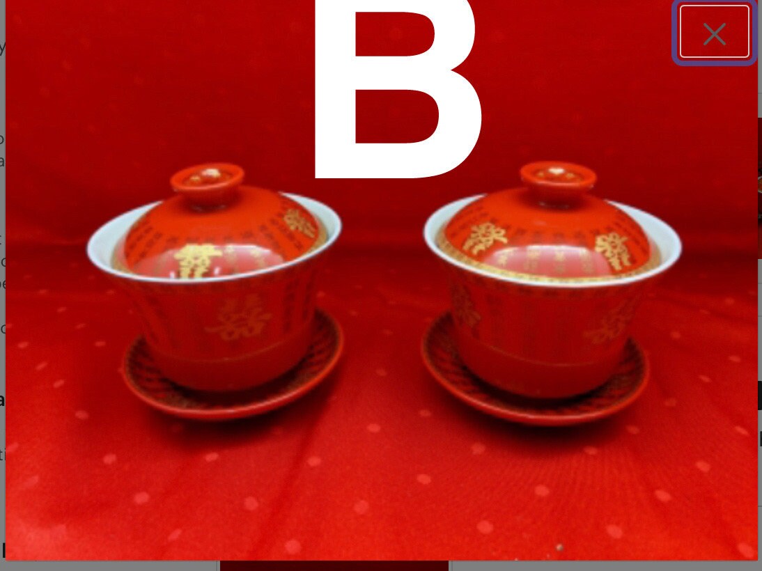 A set of 2/Double Happiness Covered Ceramic Tea Cups Gift Set Chinese wedding