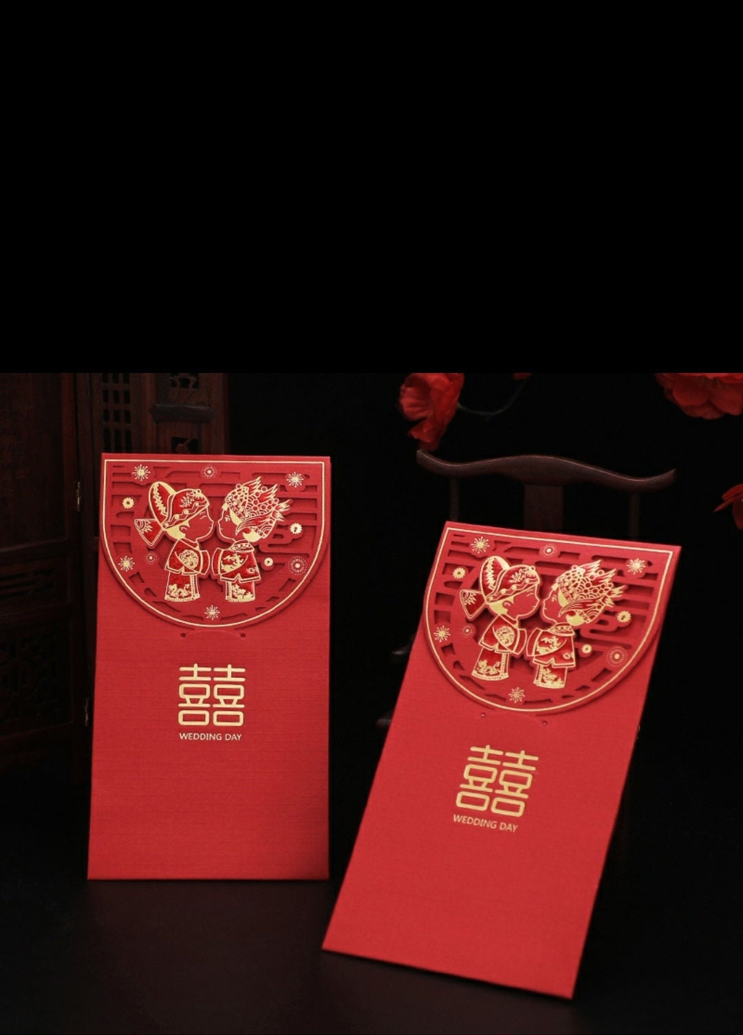 Traditional Wedding Bride and Groom Money Red Pockets/A Set of 6