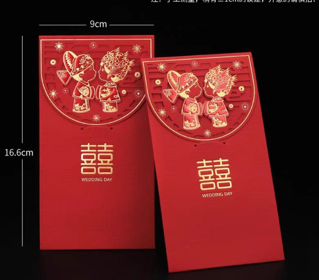 Traditional Wedding Bride and Groom Money Red Pockets/A Set of 6