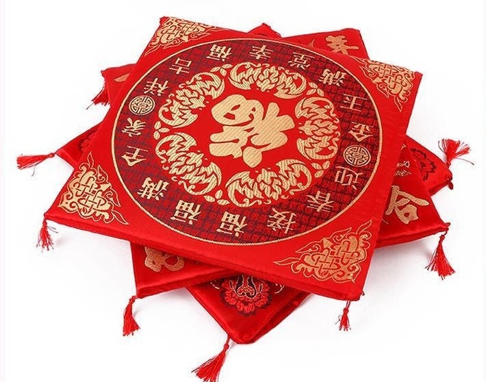 Double Fu Blessing kneeling pad/Cushion-For Tea Ceremony/wedding