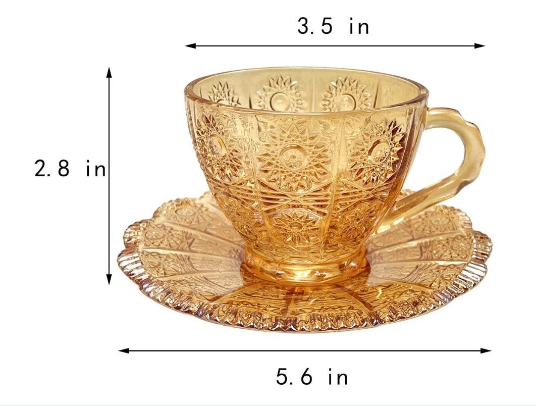 Vintage Sunflowers Glass Coffee Cup with Saucer/Tea Cup with Saucer/Coffee Mug with Saucer/195ML