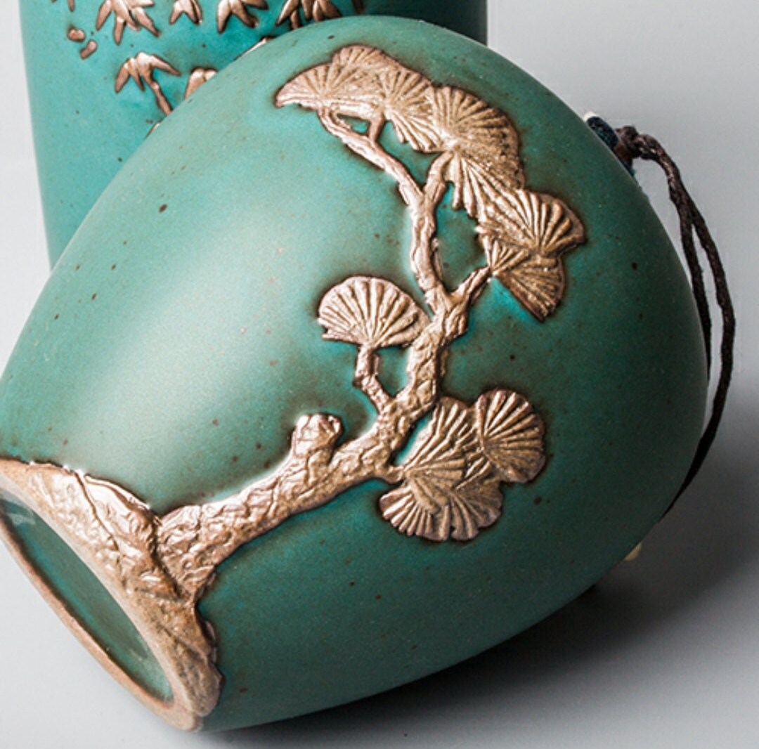 Vintage Tea Canisters/Green Porcelain Tea Jars