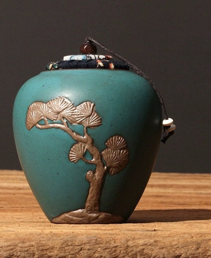 Vintage Tea Canisters/Green Porcelain Tea Jars