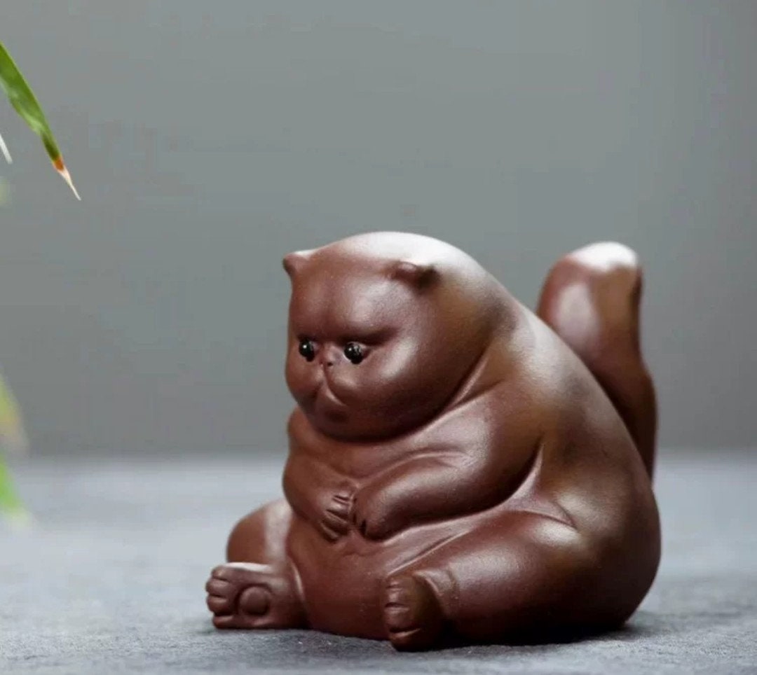 Brown Cat Tea Pet/ZiSha YiXing Pottery/Kongfu Tea Pet
