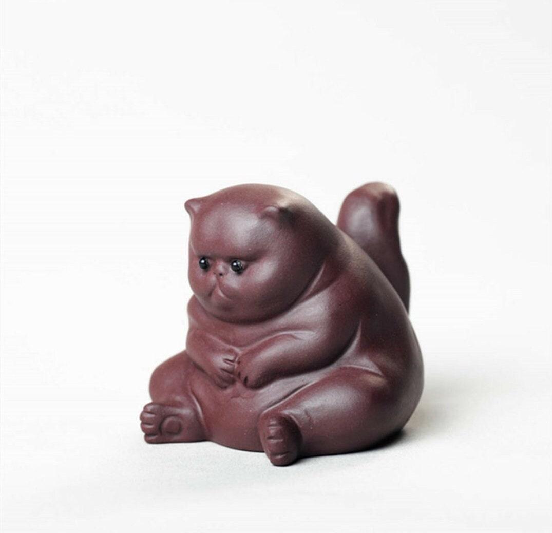 Brown Cat Tea Pet/ZiSha YiXing Pottery/Kongfu Tea Pet