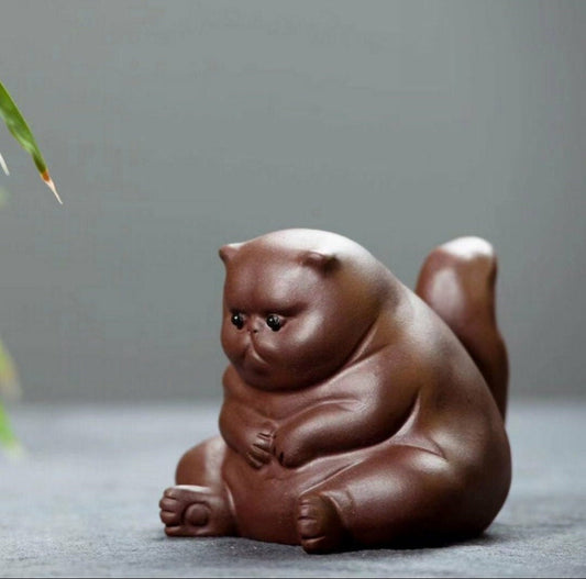 Brown Cat Tea Pet/ZiSha YiXing Pottery/Kongfu Tea Pet