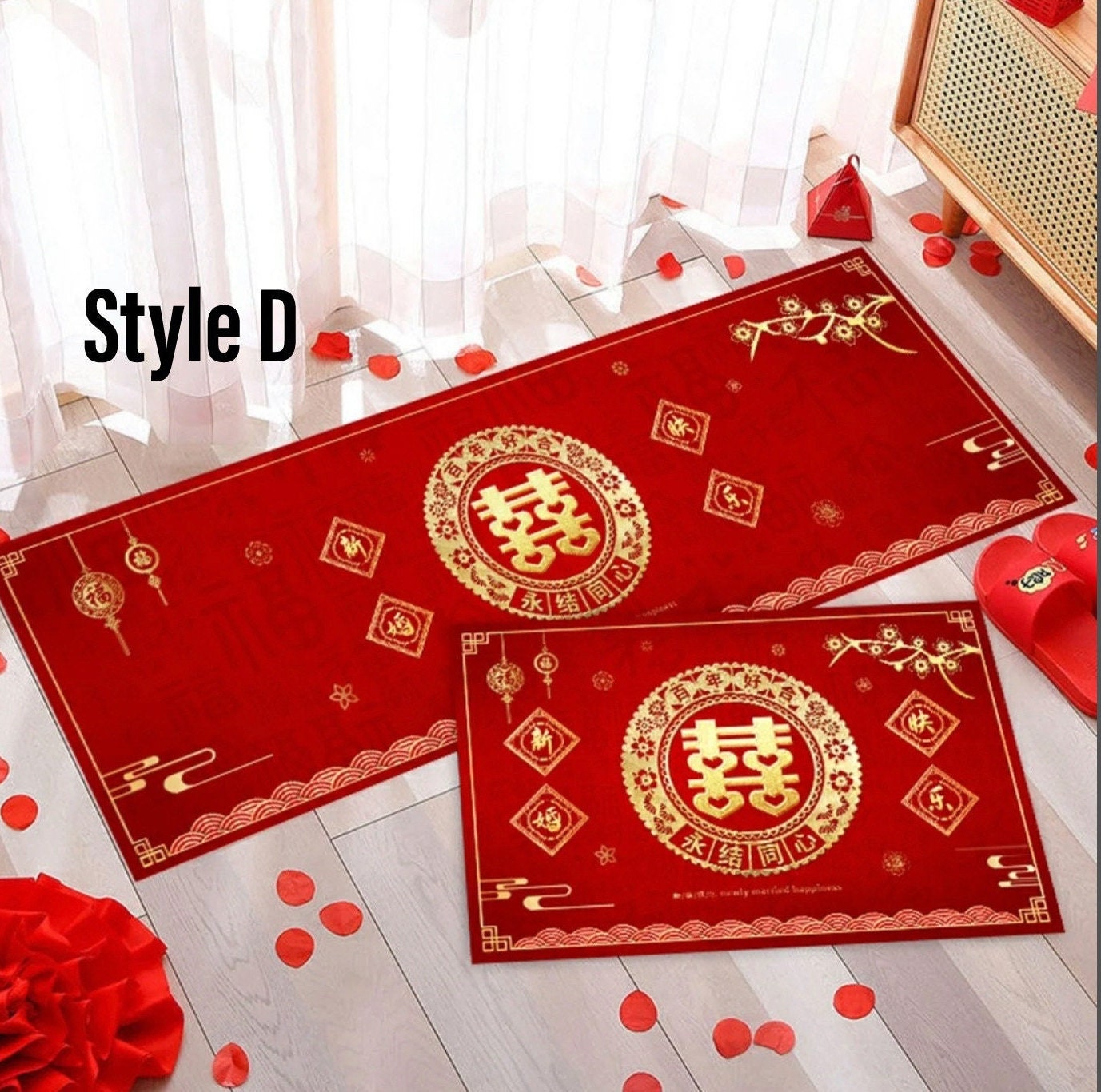 Traditional wedding double happiness carpet