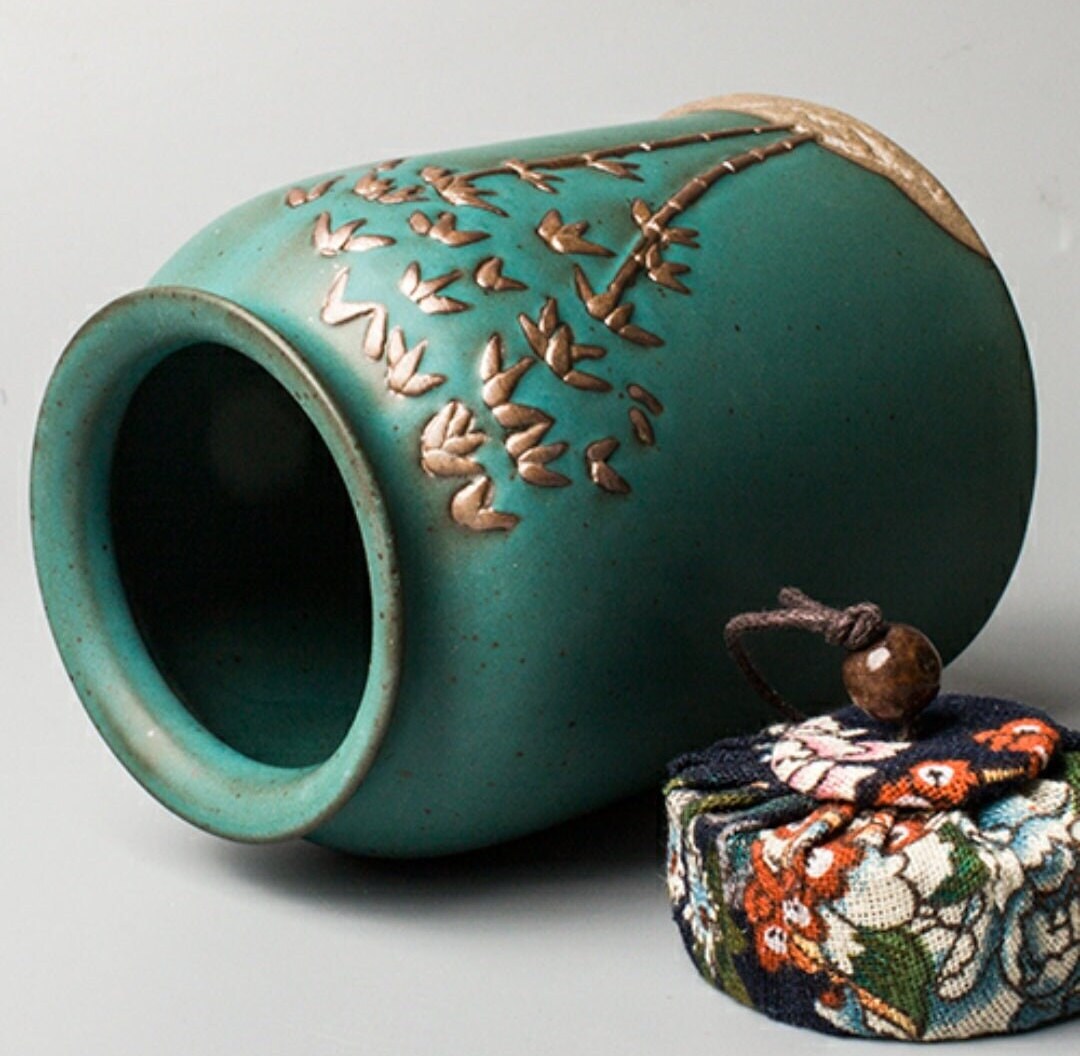 Vintage Tea Canisters/Green Porcelain Tea Jars