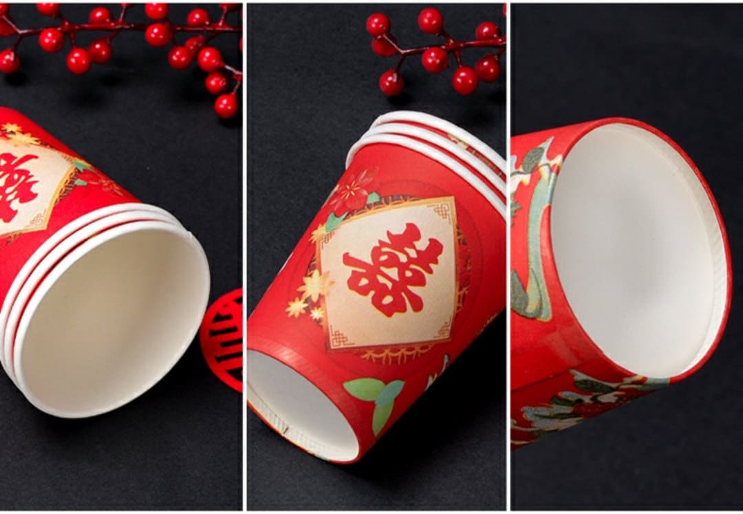 Traditional Wedding Double Happiness Paper Cups 48/96