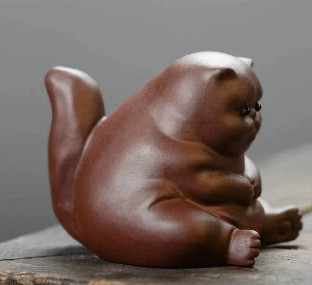 Brown Cat Tea Pet/ZiSha YiXing Pottery/Kongfu Tea Pet