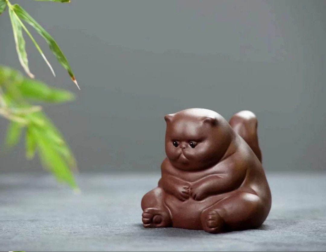 Brown Cat Tea Pet/ZiSha YiXing Pottery/Kongfu Tea Pet