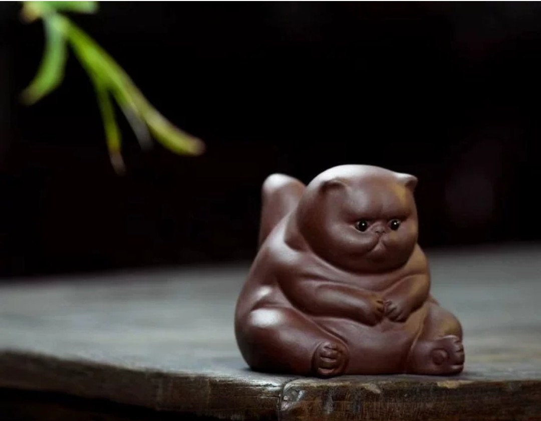 Brown Cat Tea Pet/ZiSha YiXing Pottery/Kongfu Tea Pet