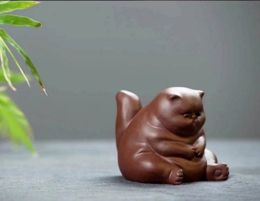 Brown Cat Tea Pet/ZiSha YiXing Pottery/Kongfu Tea Pet