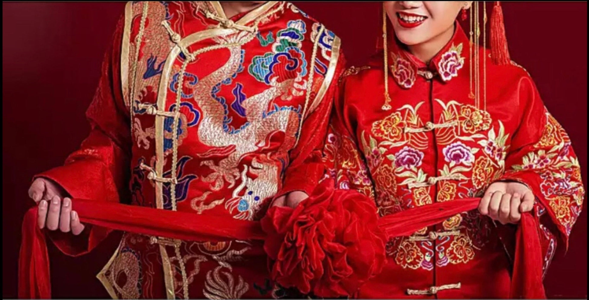 30cm Grooms Traditional Chinese Wedding Chest Pom Pom