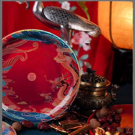 9'' Oriental Wedding Dragon And Phoenix Paper Plates/24 pcs