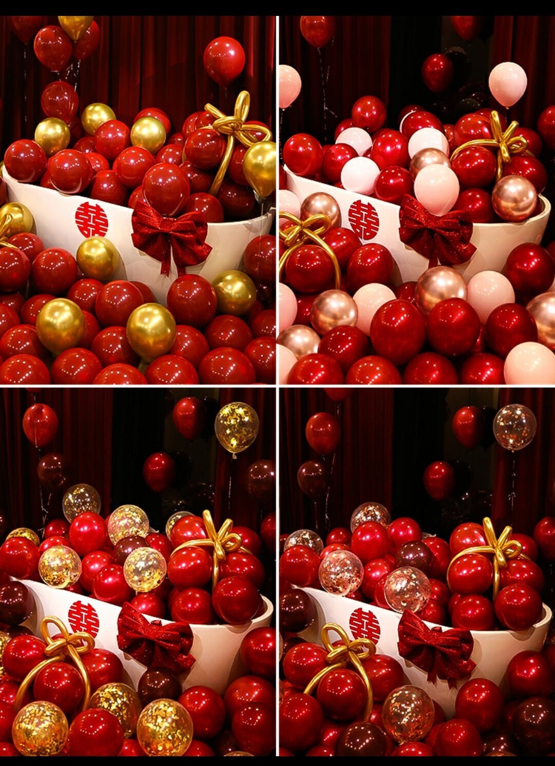 Double Happiness Oriental Wedding Red Gold Party Latex Balloons/Tea Ceremony/Party Balloons/20 PCS