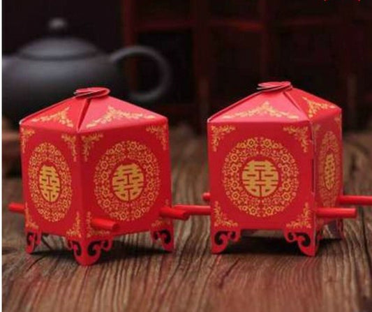 50 Pcs Traditional Wedding Bridal Sedan Chair With Sticks Candy Favor Boxes/Bridal Shower Favor Gift Boxes