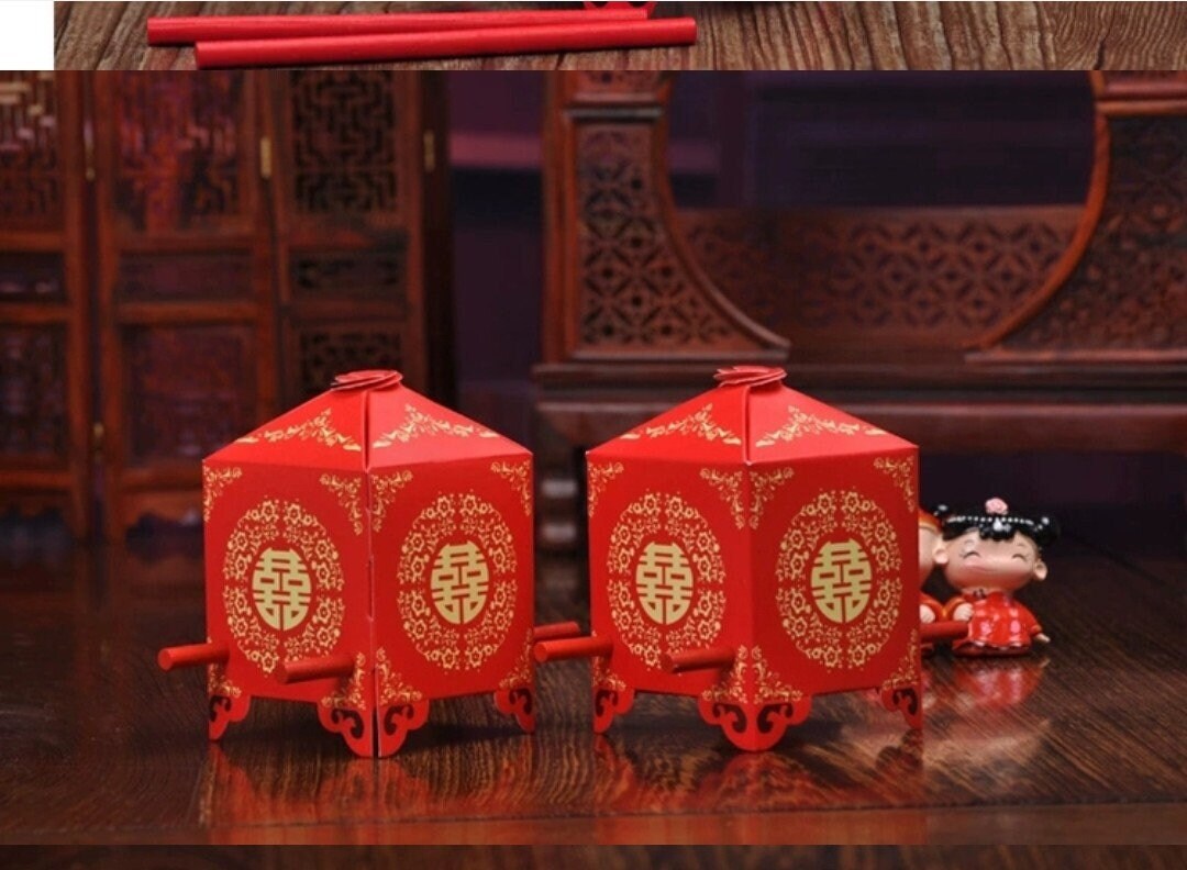 50 Pcs Traditional Wedding Bridal Sedan Chair With Sticks Candy Favor Boxes/Bridal Shower Favor Gift Boxes