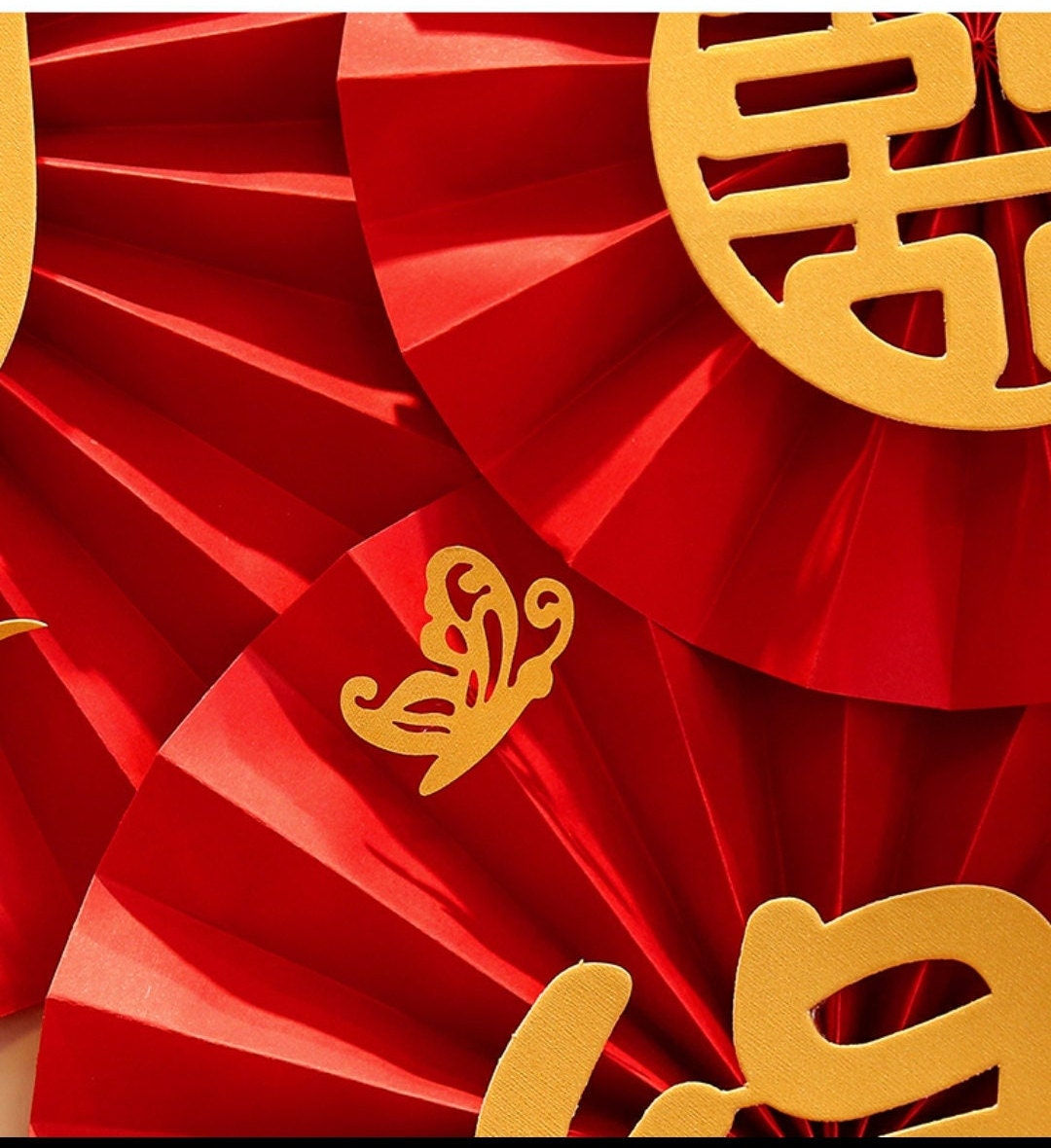 Red Double Happiness Paper Pinwheels/Traditional Wedding Wall Decorations