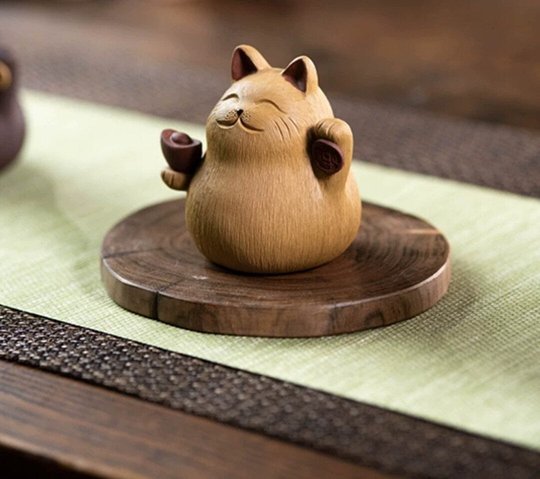 Lucky Cat Tea Pet/ZiSha YiXing Pottery/Kungfu Tea Pet
