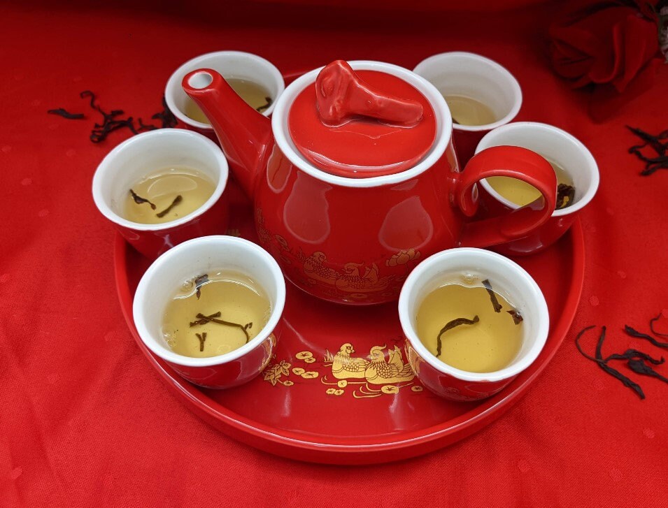 Traditional Wedding Happiness Xi Tea Set With Tray For Tea Ceremony