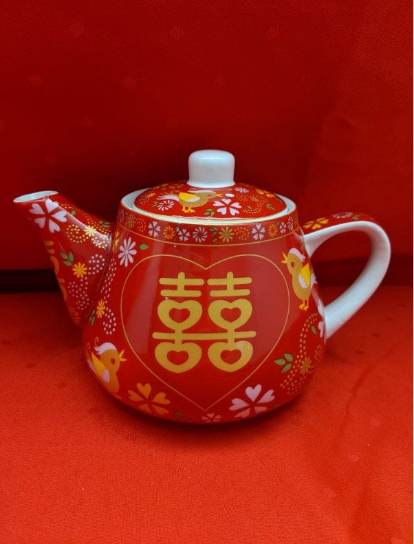 Love Birds Traditional Wedding Double Happiness Tea Set/For Tea Ceremony