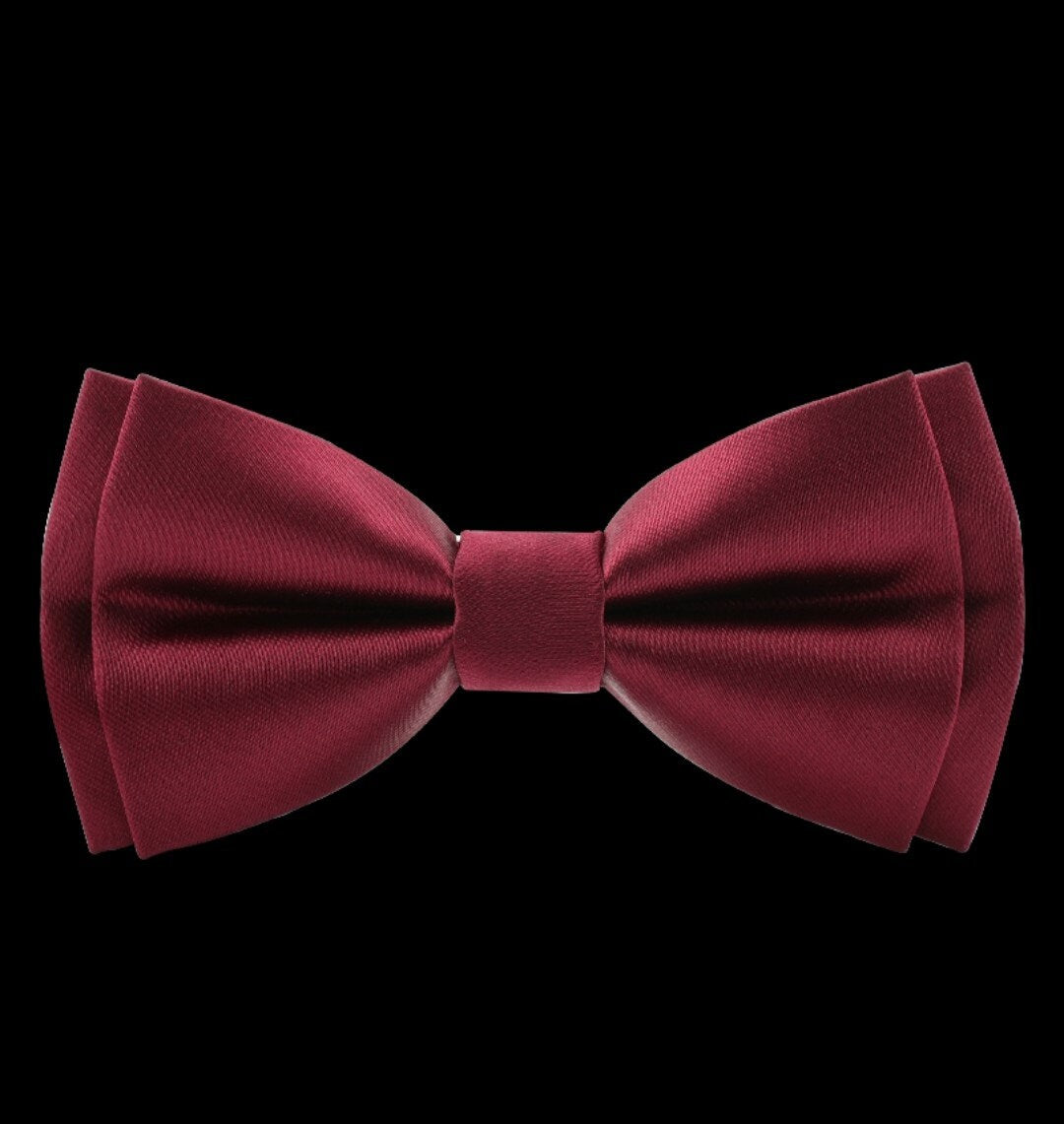 Wine Red Asian Double Happiness Groom Wedding Adjustable Bow Tie/Party Necktie