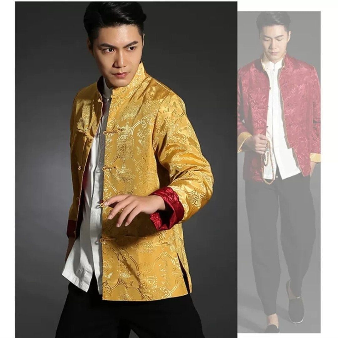 Chinese Mandarin Reversible Jacket Suit/Male Tang Suit/Groom Outfit