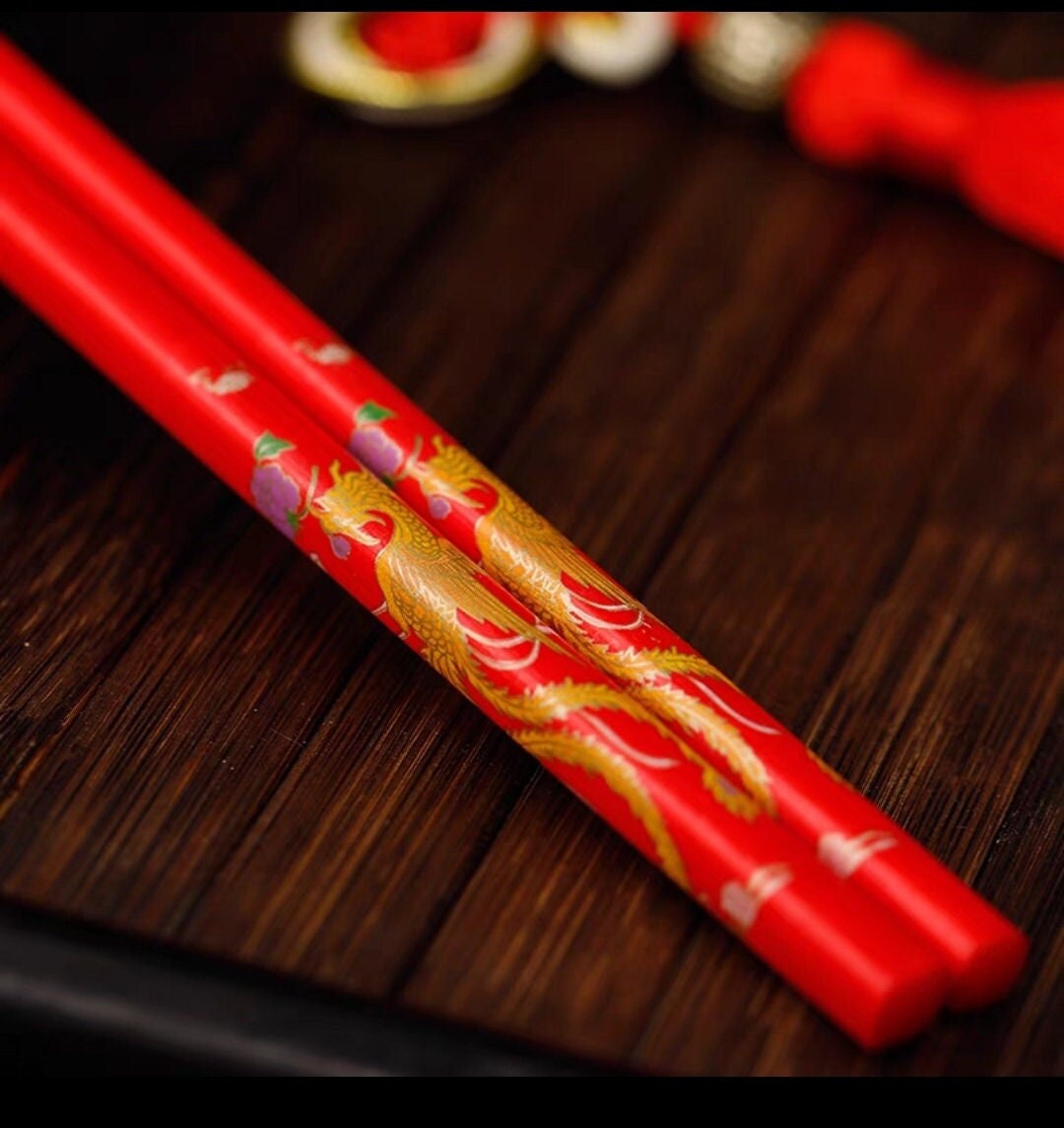 Oriental Dragon and Phoenix Chopsticks/A Set Of 2 Pairs