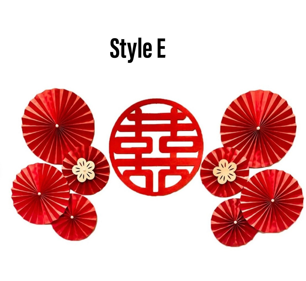Red Double Happiness Paper Pinwheels With Any Shaped Xi/Traditional Wedding Wall Decoration