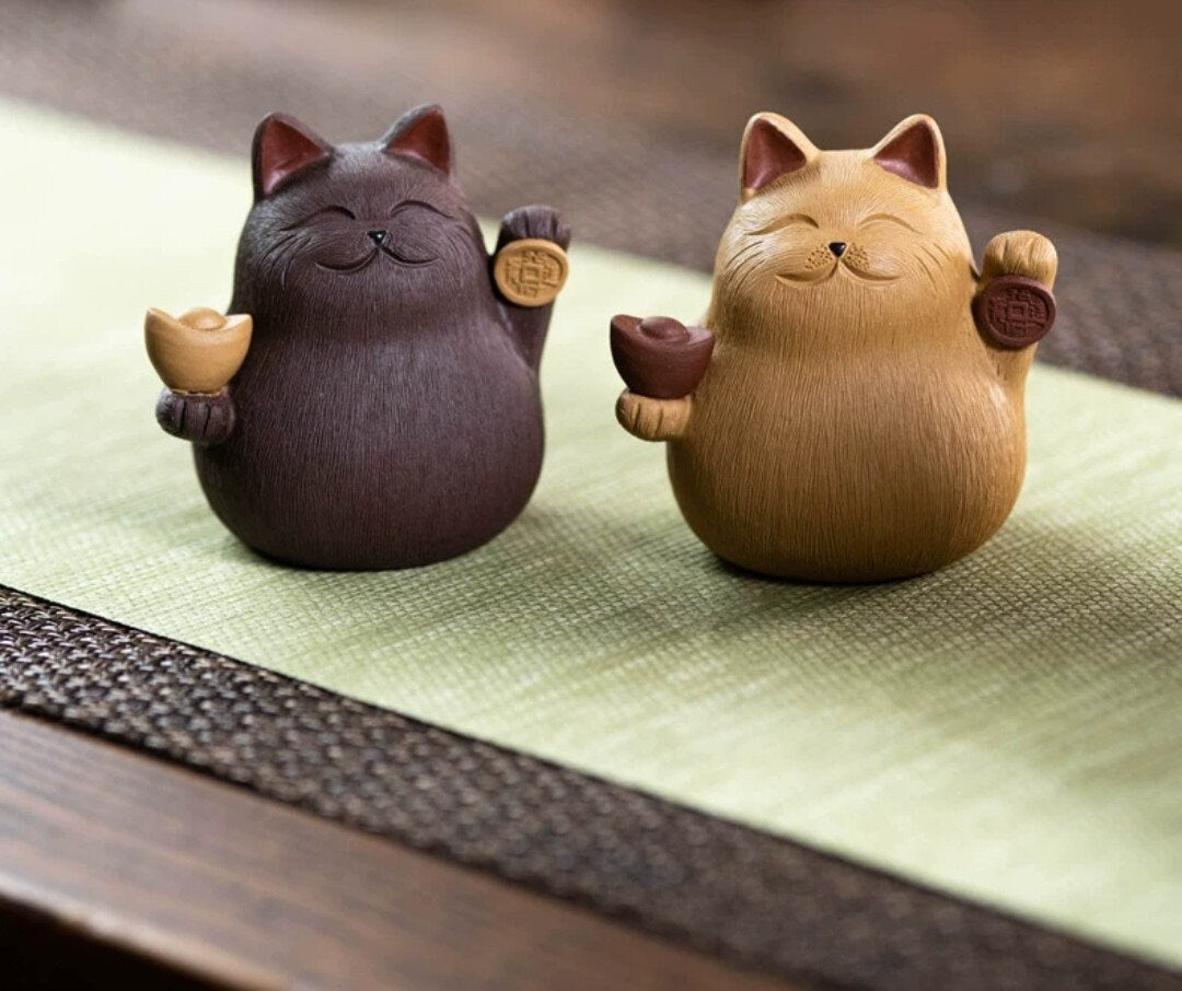 Lucky Cat Tea Pet/ZiSha YiXing Pottery/Kungfu Tea Pet