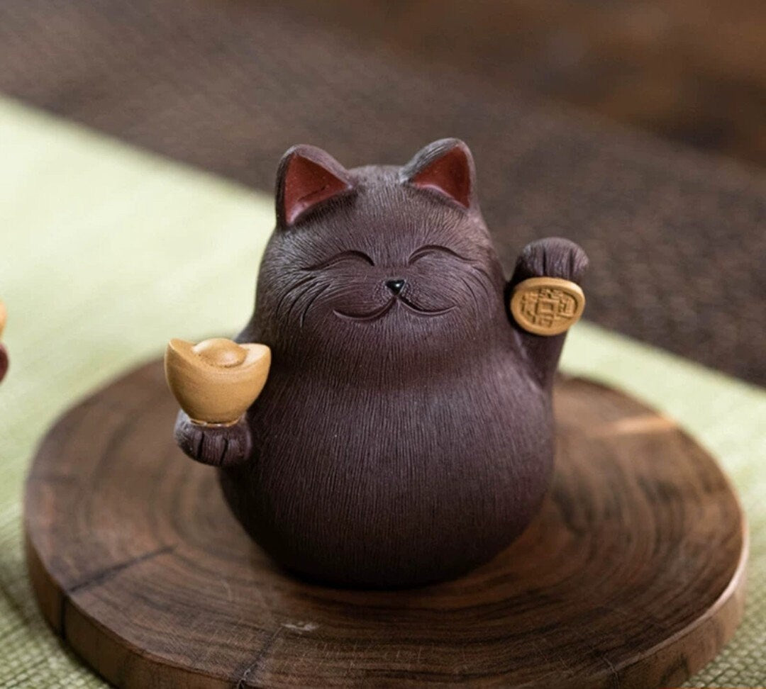 Lucky Cat Tea Pet/ZiSha YiXing Pottery/Kungfu Tea Pet