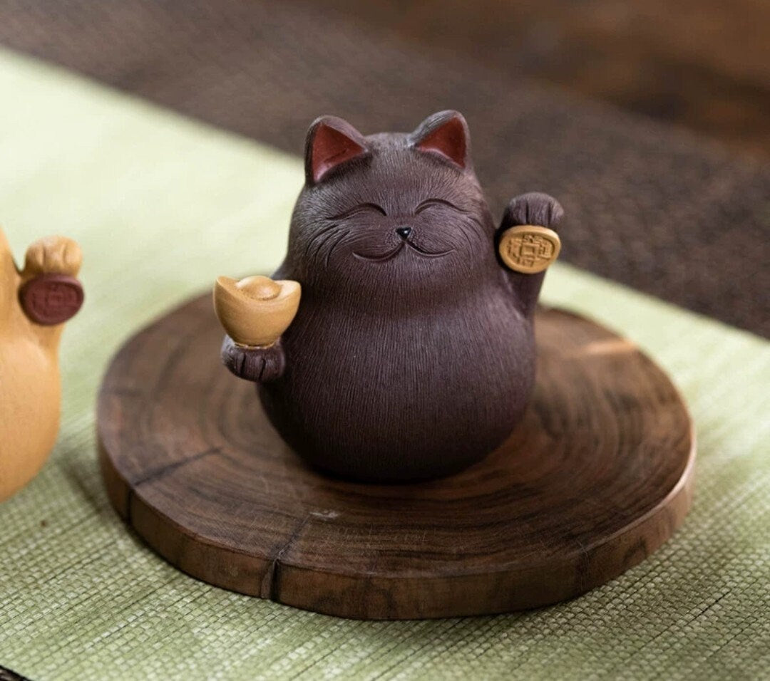 Lucky Cat Tea Pet/ZiSha YiXing Pottery/Kungfu Tea Pet