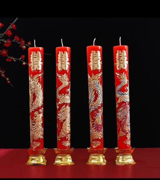 Oriental Wedding Dragon And Phoenix Wax Candles/Wedding Tea Ceremony/A Set Of Two