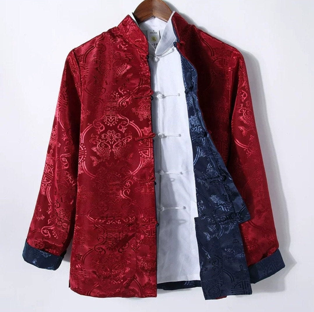 Chinese Mandarin Reversible Jacket Suit/Male Tang Suit/Groom Outfit