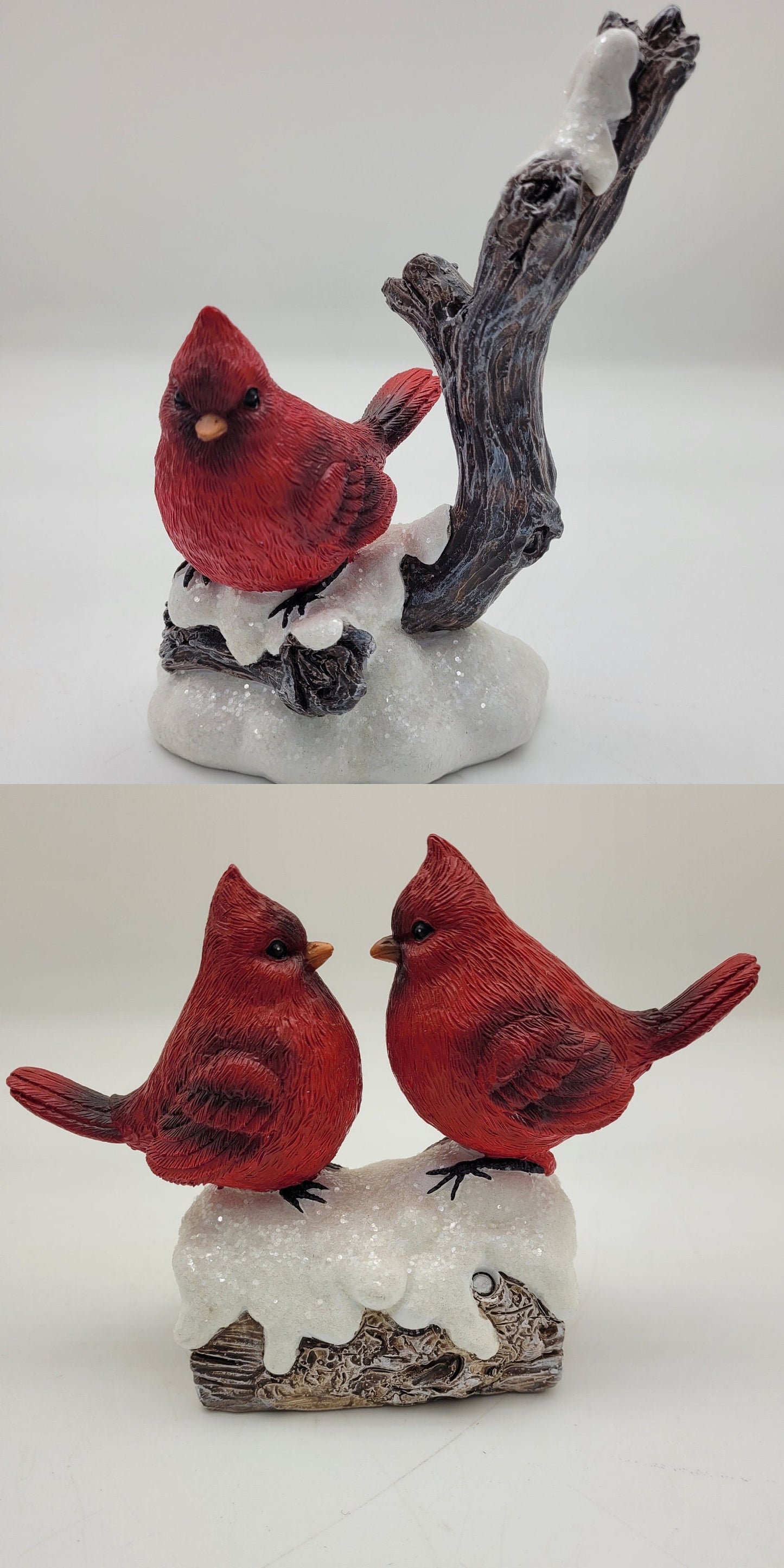 Northern Cardinal Sitting On Log Poly Resin Figures
