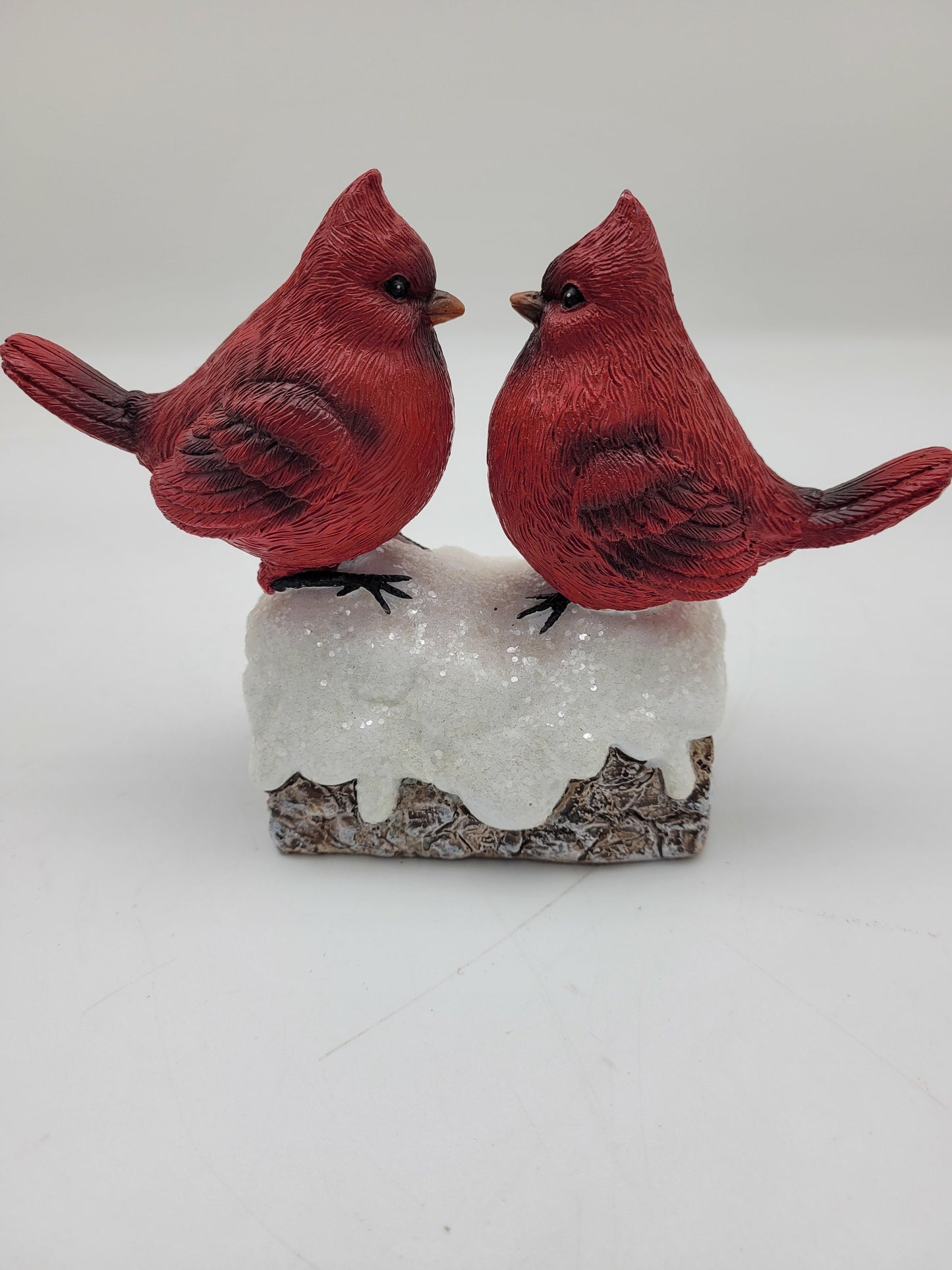 Northern Cardinal Sitting On Log Poly Resin Figures