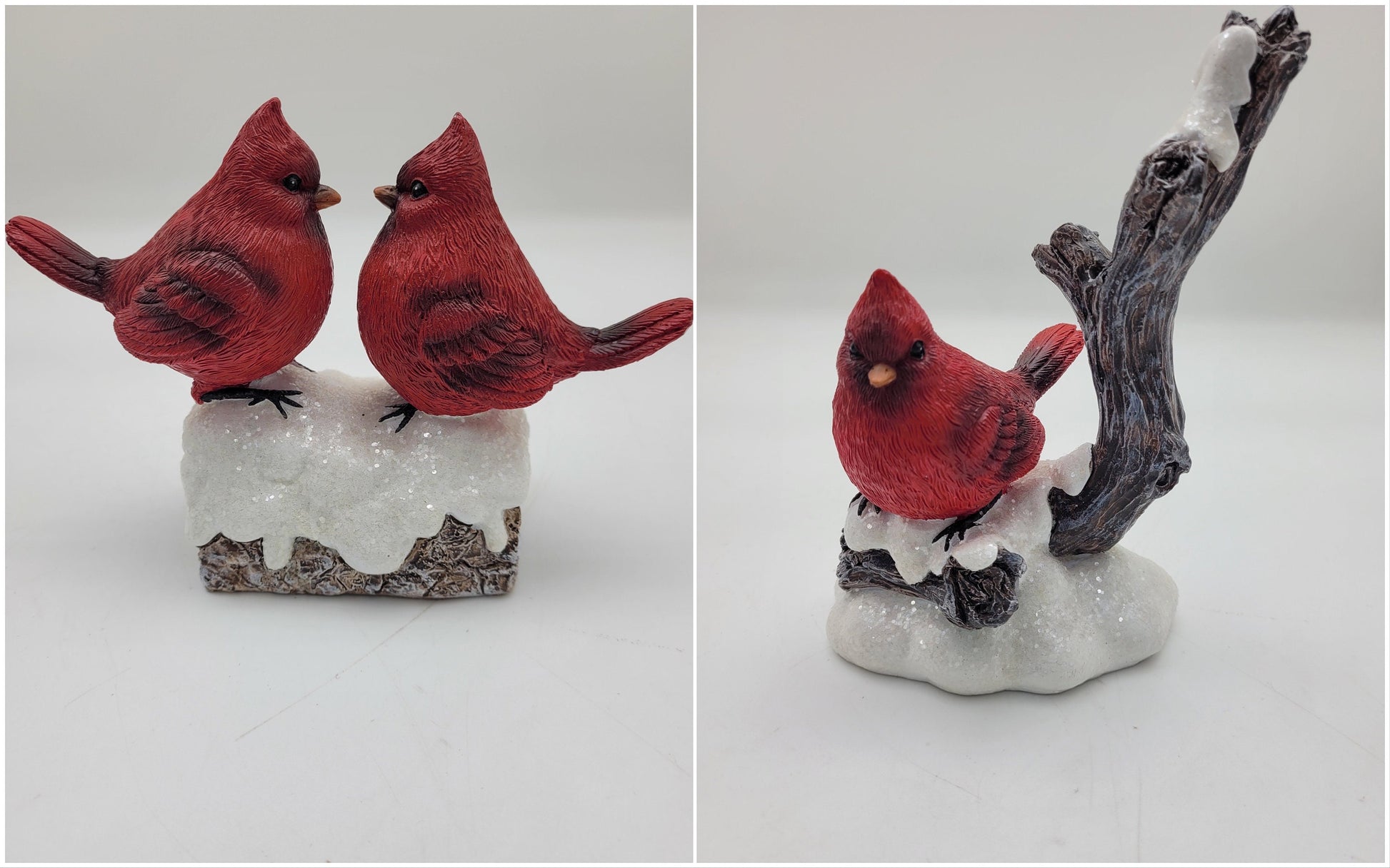 Northern Cardinal Sitting On Log Poly Resin Figures