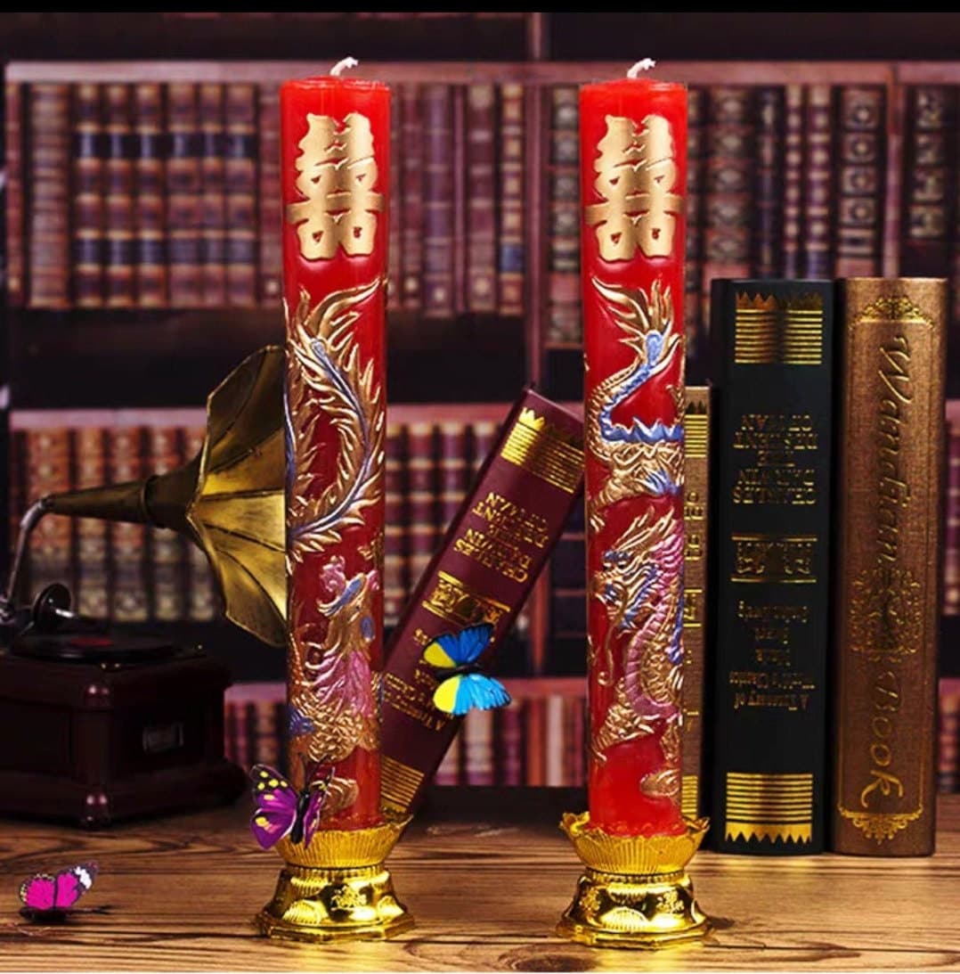 Oriental Wedding Dragon And Phoenix Wax Candles/Wedding Tea Ceremony/A Set Of Two