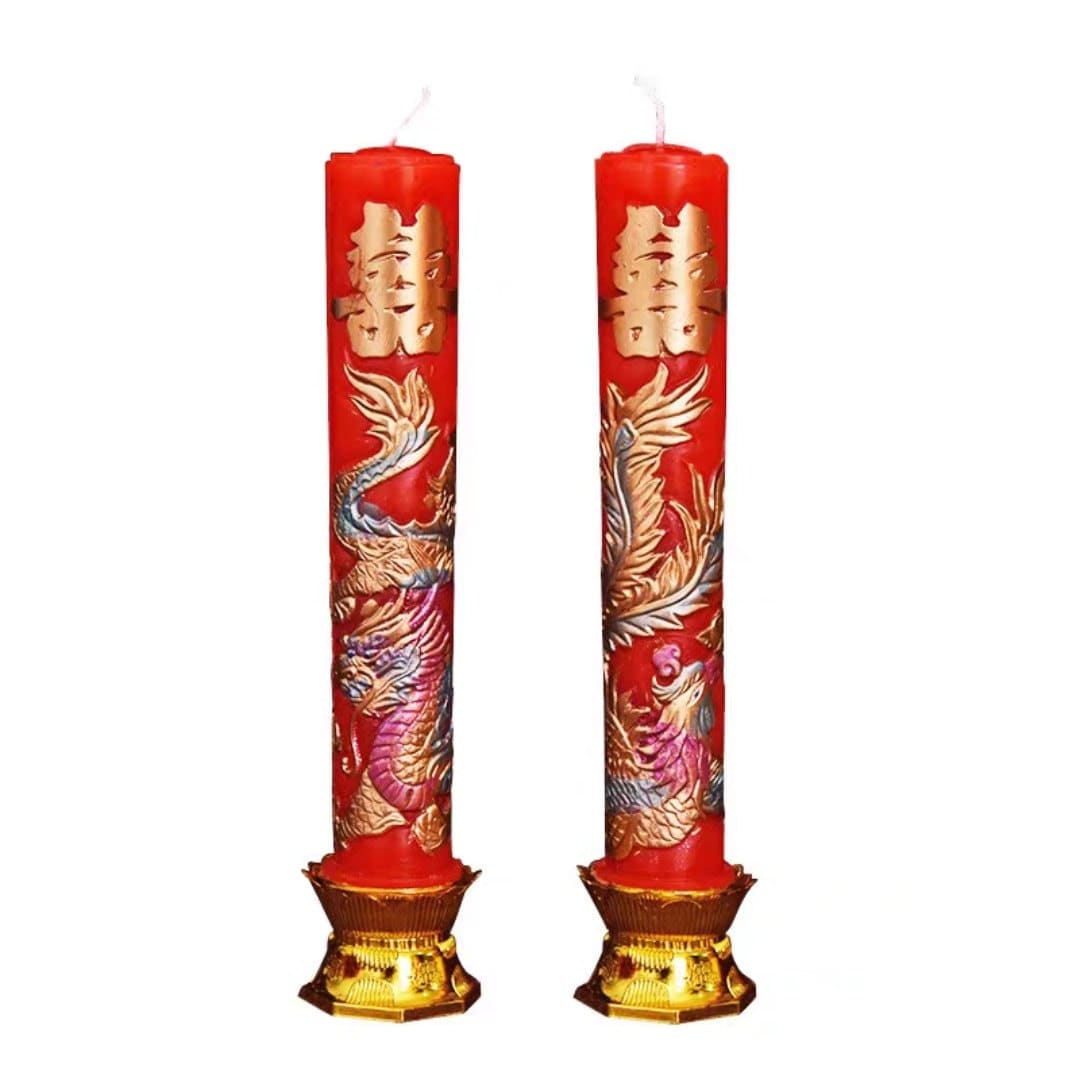 Oriental Wedding Dragon And Phoenix Wax Candles/Wedding Tea Ceremony/A Set Of Two