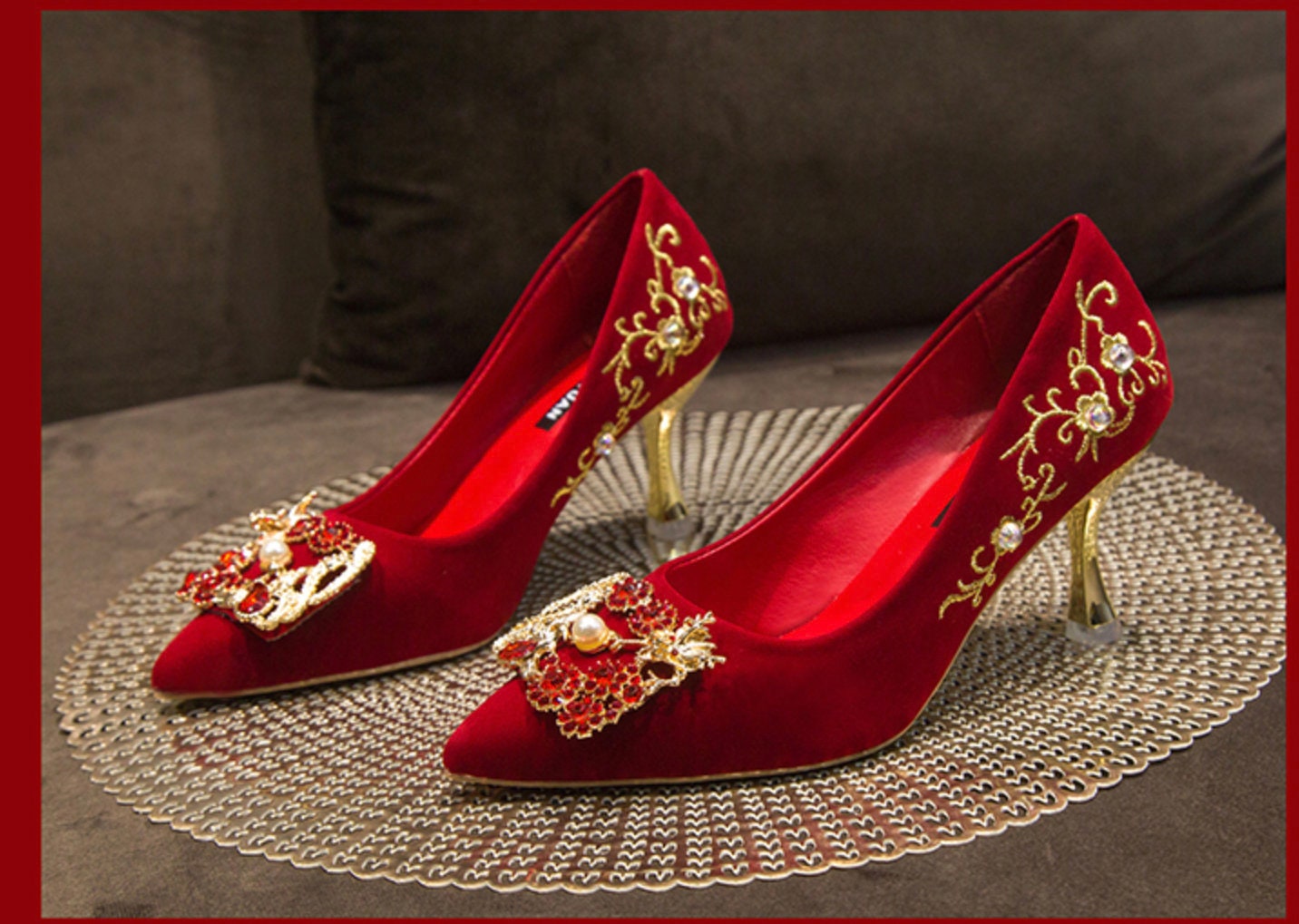 Traditional Wedding Velvet Bridal Shoes/3 Patterns/DragonAnd Phoenix/Tea Ceremony
