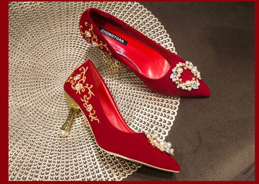 Traditional Wedding Velvet Bridal Shoes/3 Patterns/DragonAnd Phoenix/Tea Ceremony