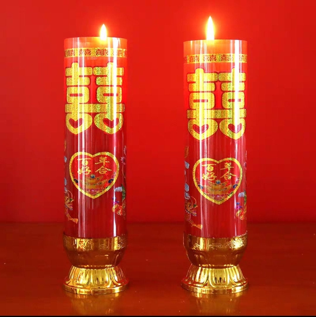 Dragon And Phoenix LED Candles/Pairs For Traditional Weddings Ceremony